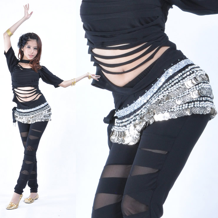 Dancewear Polyester 338 Silver Coins Belly Dance Hip Scarf More Colors